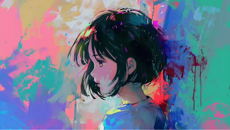 Stylized illustration of a confident young woman, set against a portfolio-building theme