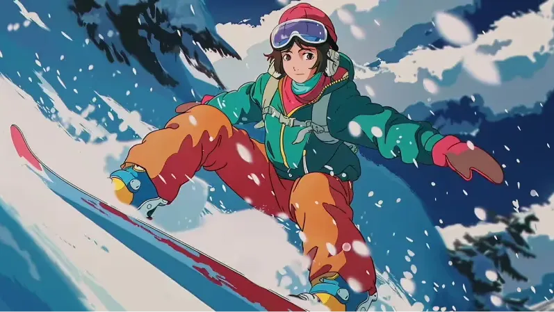 Woman snowboarding down a slope, referencing the accident that reshaped the author's view of accessibility