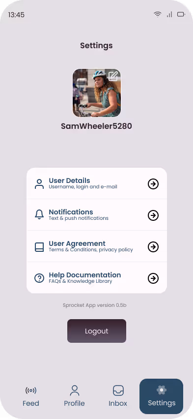 Sprocket app high-fidelity screen 6 of 9