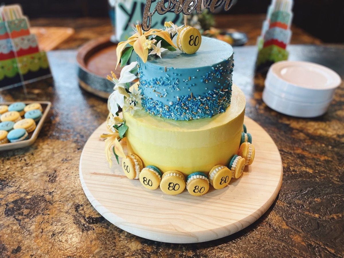 Homemade cake with decorative frosting