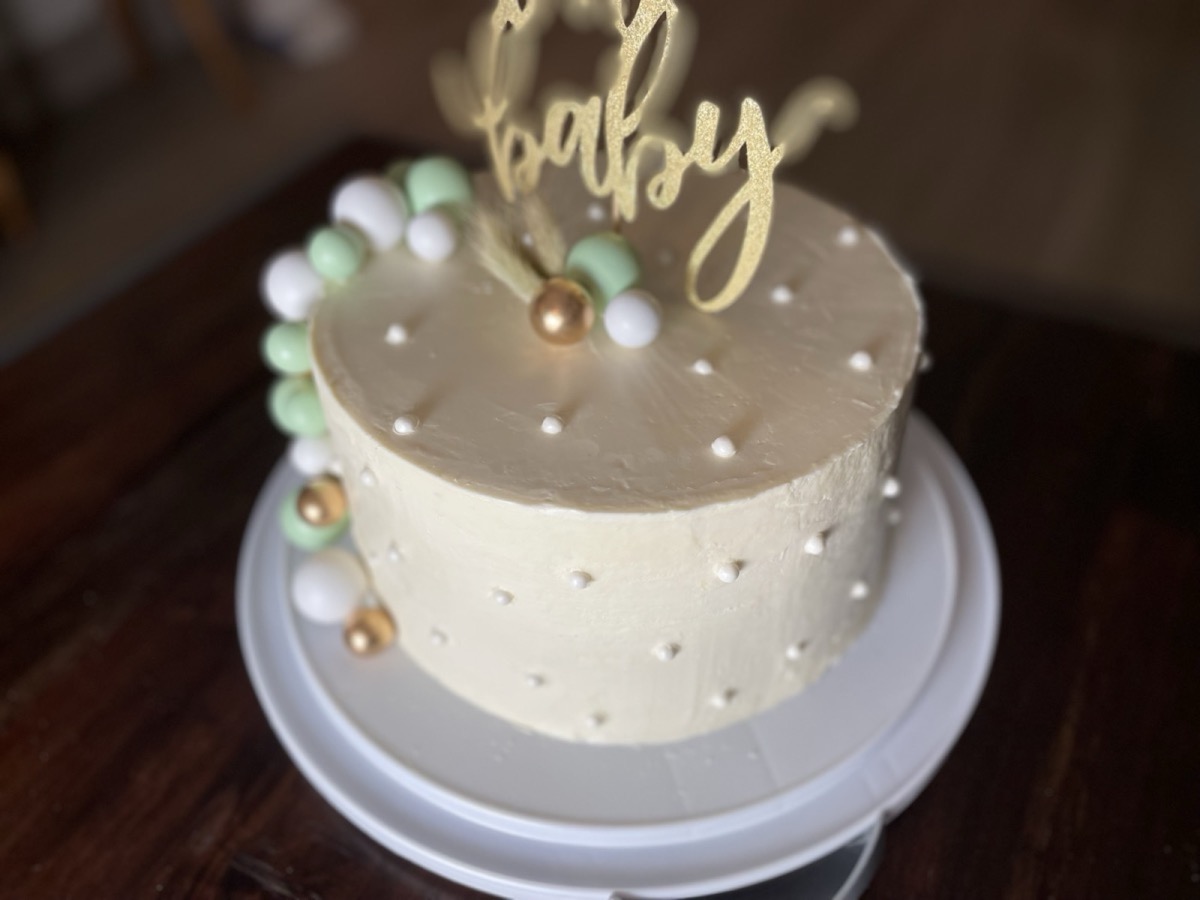 Homemade cake with decorative frosting